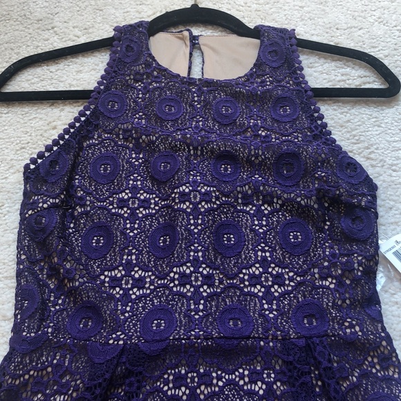 Purple and nude lace cocktail dress - Picture 2 of 6